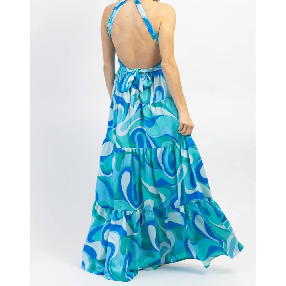 NEW AAKAA paradiso halter maxi dress in multiblue - Picture 6 of 6